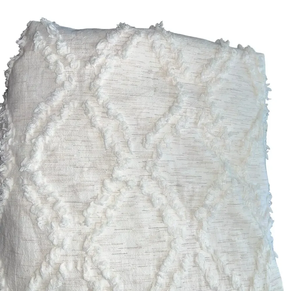 Rachel Ashwell King Duvet Cover White Chenille 101x89” shabby chic cottage core